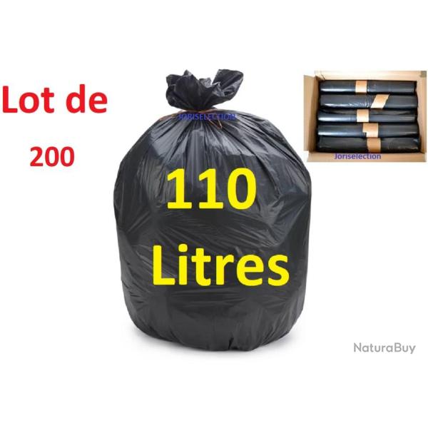 SAC POUBELLE 110 LITRES NOIR TRS RSISTANT LIEN CLASSIC ( LOT DE 200 SAC )
