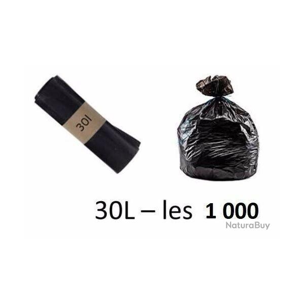 SACS POUBELLE NOIR 30 Litres   -LOT DE 1000 SACS