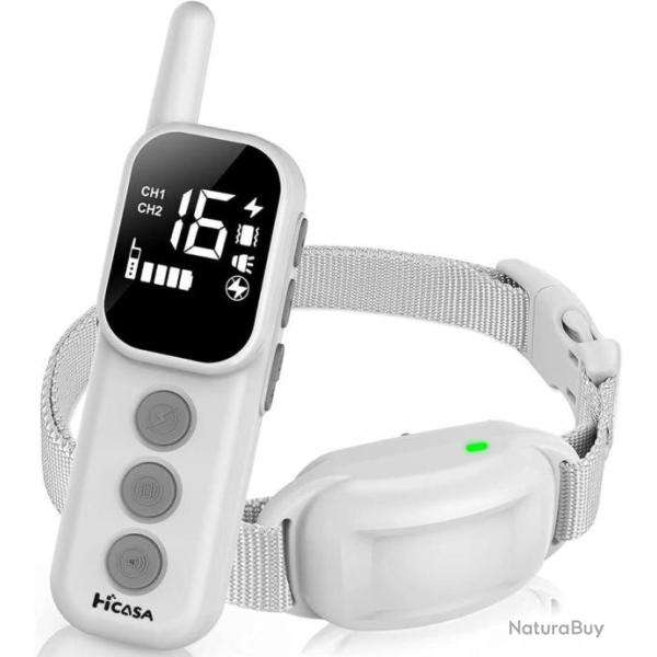 Collier de Dressage pour Chien 3 Modes 16 Niveaux Son Vibration Choc �lectrique Port�e 2000m