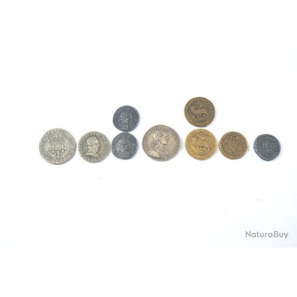 Lot facsimil� COPIES monnaies royales Edition BP Ecui Louis XIV Charles VII Henri III Hugue Capet