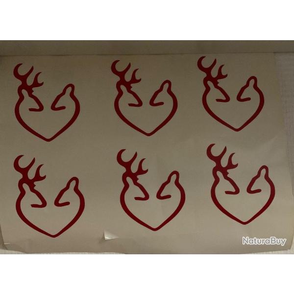 Lot de 6 Autocollants browning couleur rouge