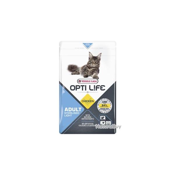 OPTILIFE CAT ADULT LIGHT STERILISED POULET SANS CEREALES 2.5KGS