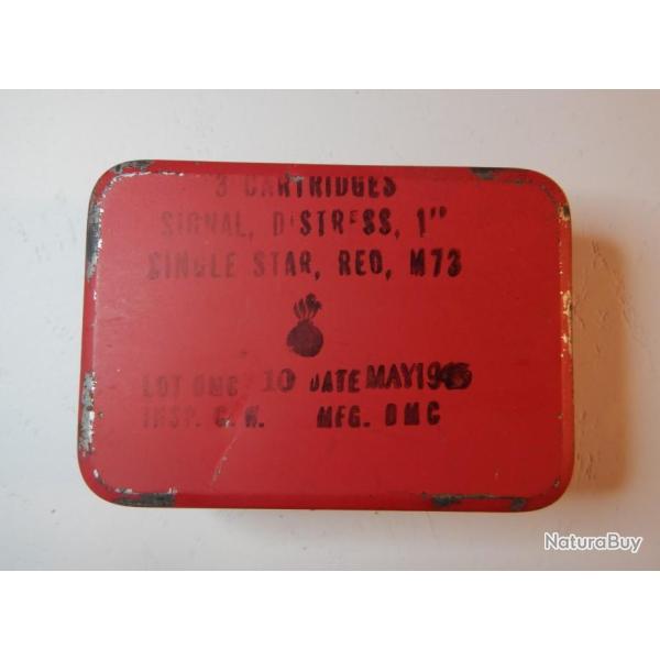 Tr�s rare - Boite vide de 3 fus�es de d�tresse 'Single Star / Red M73' de 1945 - US WW2
