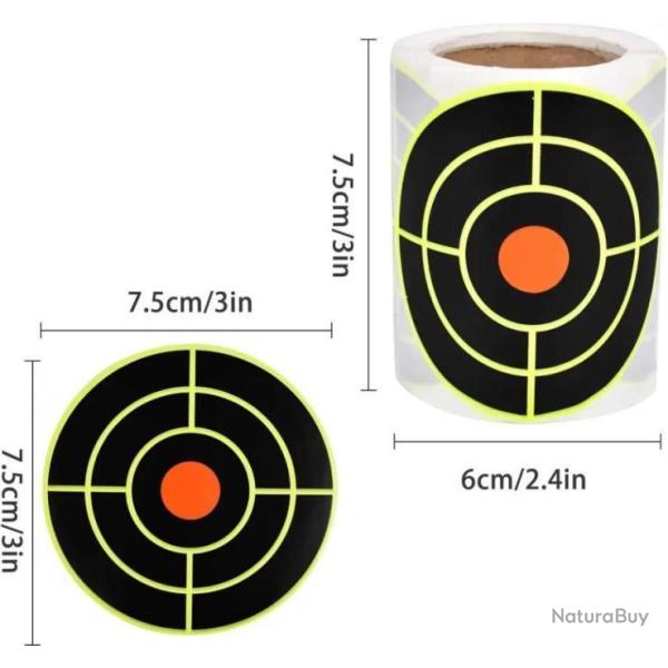 3 Rouleau 600 cibles 1 euro sans r�serve r�actives autocollante - Cible jaune noir PUB