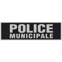 Bandeau r&eacute;fl&eacute;chissant Fond Noir - Police Municipale 10,5 x 27,5 cm