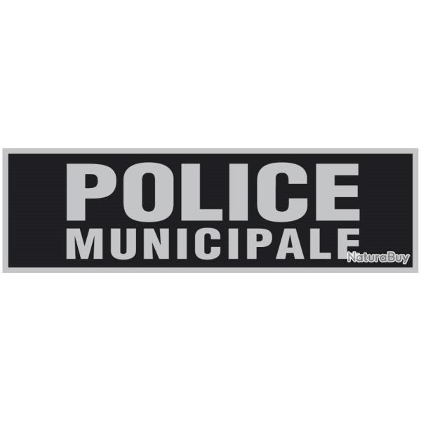 Bandeau r�fl�chissant Fond Noir - Police Municipale 10,5 x 27,5 cm