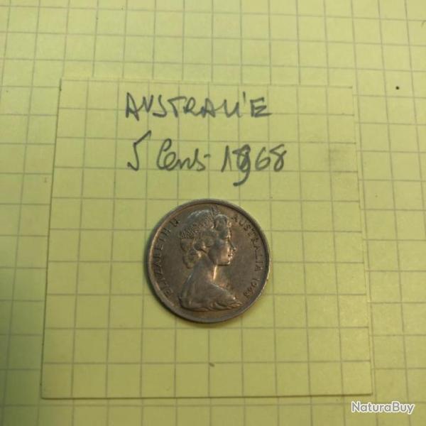AUSTRALIE - 5 Cents - 1968 - Elisabeth II