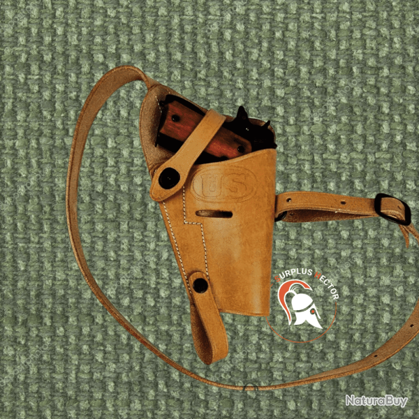 Etui / Holster d'�paule M3 Cuir Naturel pour Colt 45 - Reproduction Militaria Premium