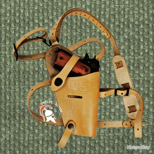 Etui / Holster d'paule M7 Cuir Naturel pour Colt 45 - Reproduction Militaria Premium