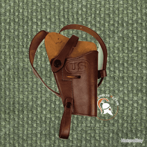 Etui / Holster d'paule M3 Cuir Cognac pour Colt 45 - Reproduction Militaria Premium