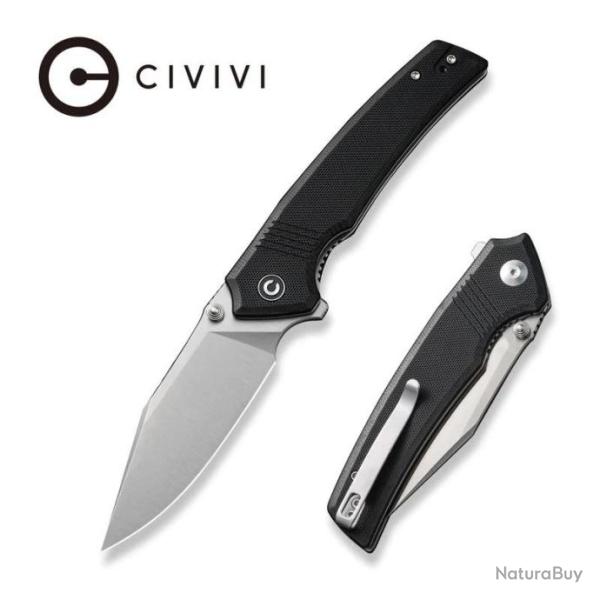 Couteau CIVIVI Tranquil Black Manche G10 Lame Acier 14C28N Satin IKBS Linerlock Clip CIVC230271
