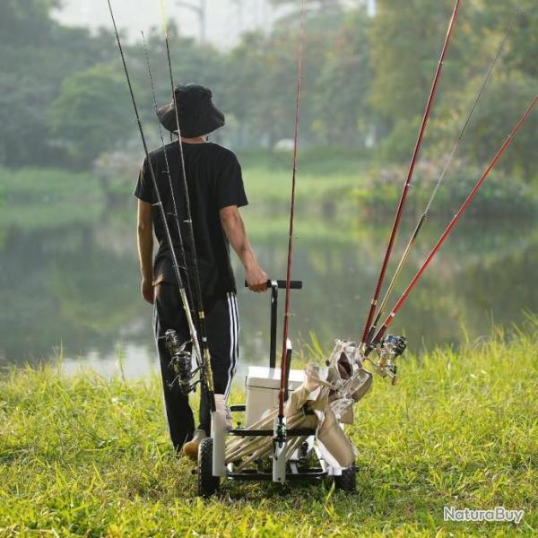 Chariot de P�che Capacit� de Charge 90KG - 7 Supports de Canne � P�che - Haute Qualit�