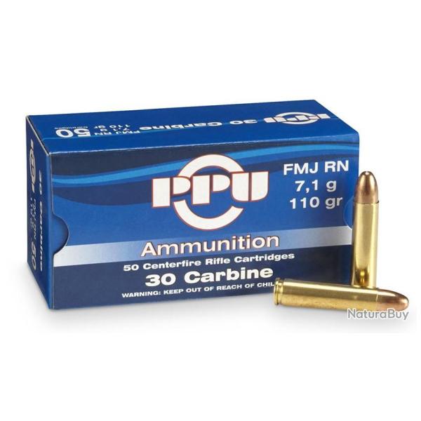 CARTOUCHES PARTIZAN CAL 30 CARBINE FMJ RN 110GR X50
