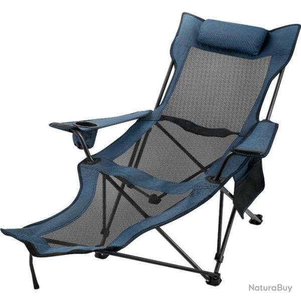 Chaise de Camping Pliante Inclinable Bleu Tissu et Maille Oxford 600D Haute Qualit�