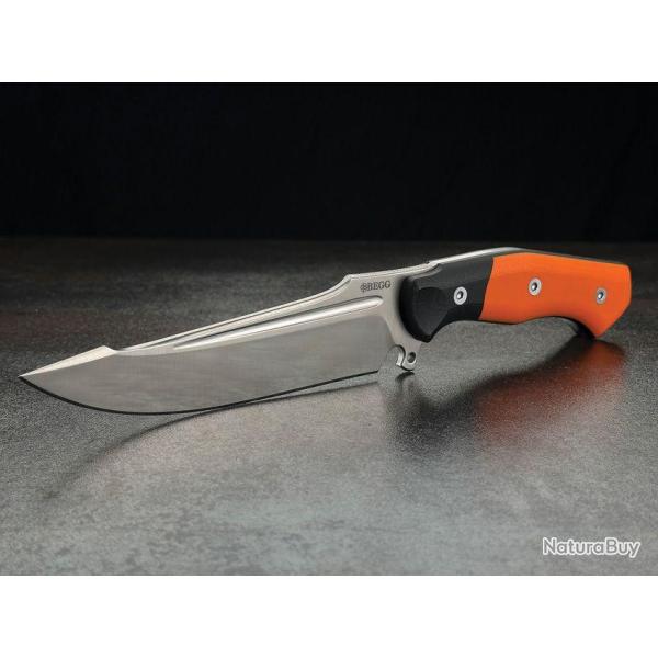 Couteau Tactical Begg Knives Alligator Black/Orange Manche G10 Lame Acier 14C28N Etui Kydex BG049