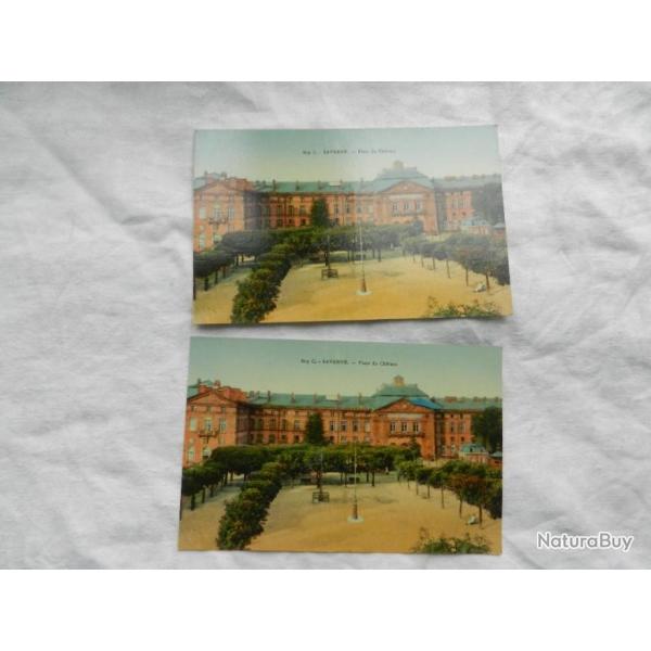lot de deux anciennes cartes postales  Saverne place du Ch�teau - Alsace 67