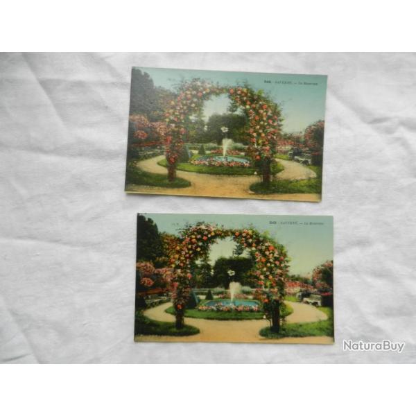 lot de deux anciennes cartes postales Saverne vue de la roseraie - Alsace 67