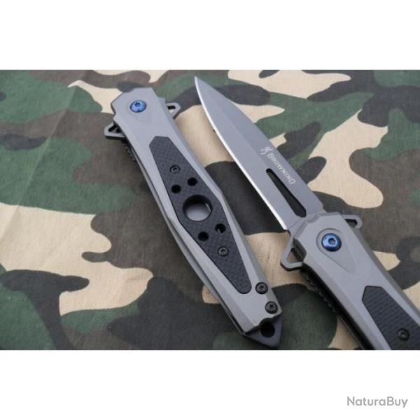 Couteau Droit Lame Fine Acier 9 cm Manche Acier/R�sine 13 cm Outdoor