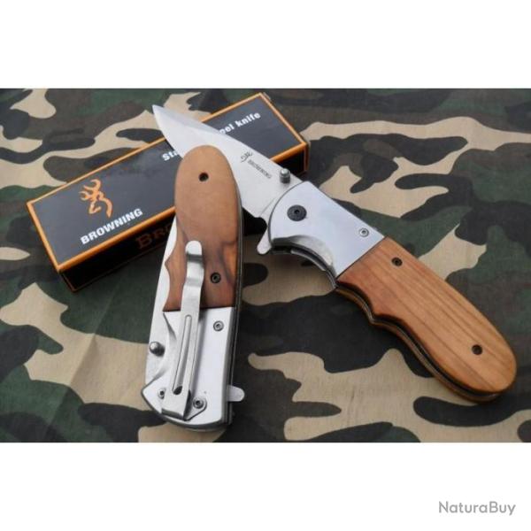 Couteau Pliant Massif Lame Acier 9 cm Manche R�sine 12 cm Outdoor