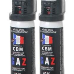 Lot de 2 BOMBE DE DEFENSE - GAZ CS - CAPOT CLAPET - 50ML