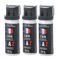 Lot de 3 BOMBE DE DEFENSE - GAZ CS - CAPOT CLAPET - 50ML