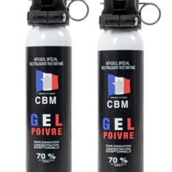 Lot de 2 BOMBE AUTODEFENSE - GEL POIVRE - POIGNEE STANDARD - 100ML