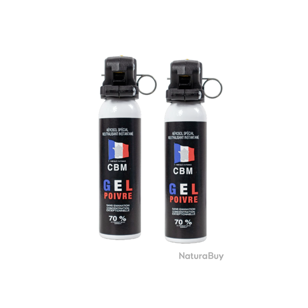 Lot de 2 BOMBE AUTODEFENSE - GEL POIVRE - POIGNEE STANDARD - 100ML