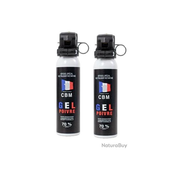 Lot de 2 BOMBE AUTODEFENSE - GEL POIVRE - POIGNEE STANDARD - 100ML