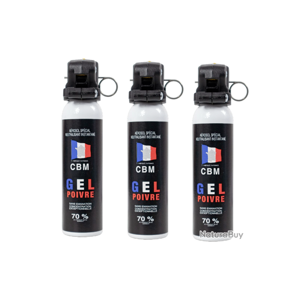 MEGA PROMO - Lot de 3 BOMBE AUTODEFENSE - GEL POIVRE - POIGNEE STANDARD - 100ML