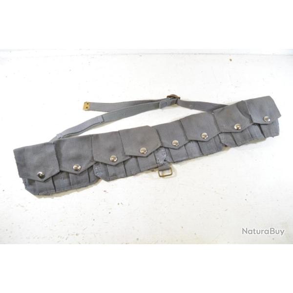 Cartouchi�re bandolier en toile de coton gris WEB . Fabrication artisanale. Style aventurier Afrique