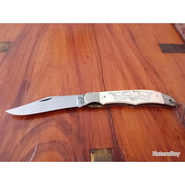 Magnifique Couteau de chasse vintage Schrade scrimshaw SC500 USA