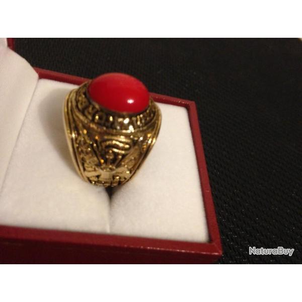 Bague Chevali�re Korean War Veteran Plaqu� Or Taille 8 us ou 57 Fr