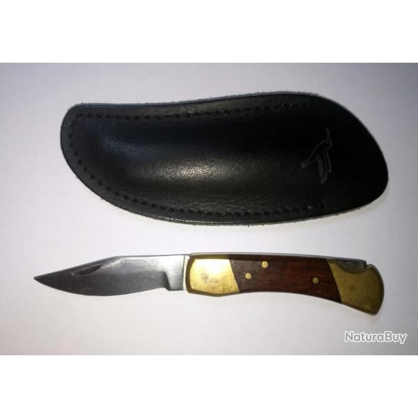 couteau de poche pliant bois et laiton "l�opard"