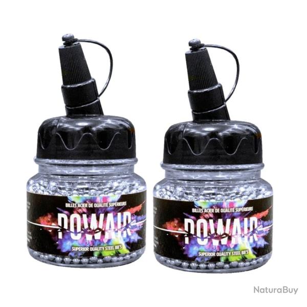 2X Biberons de 1500 BILLES ACIER BB - Cal 4.5 - POWAIR