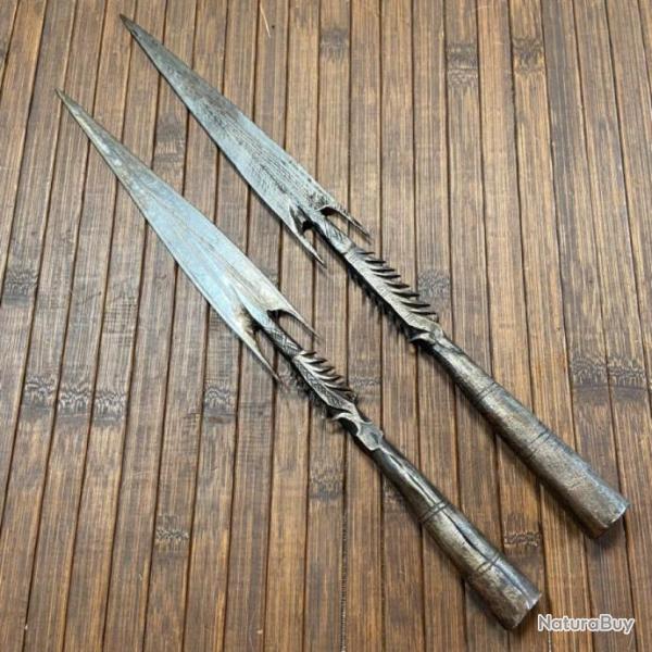 PAIRE DE FER DE LANCE HARPON SAGAIE AFRICAINE
