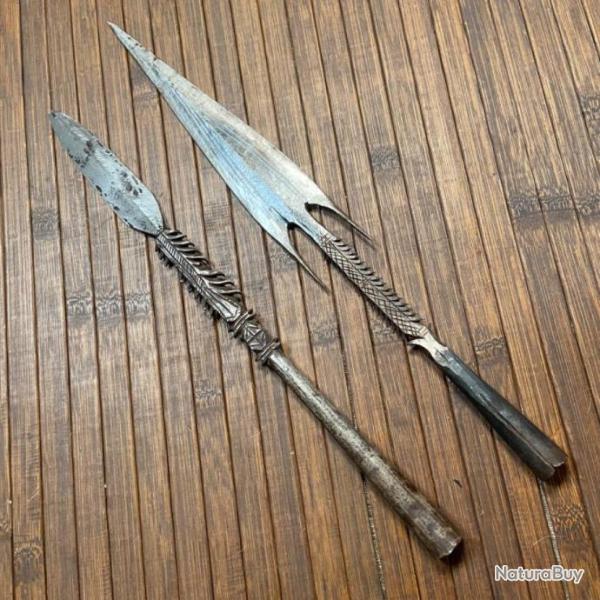 PAIRE DE FER DE LANCE HARPON SAGAIE AFRICAINE /2/