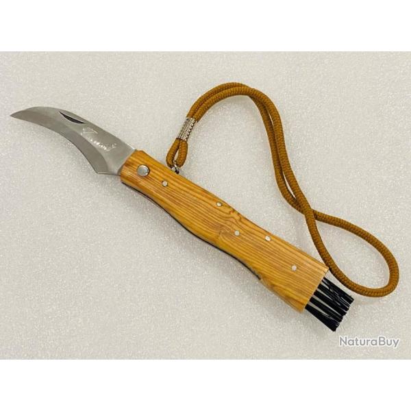 Couteau de poche champignon teck avec son cordon