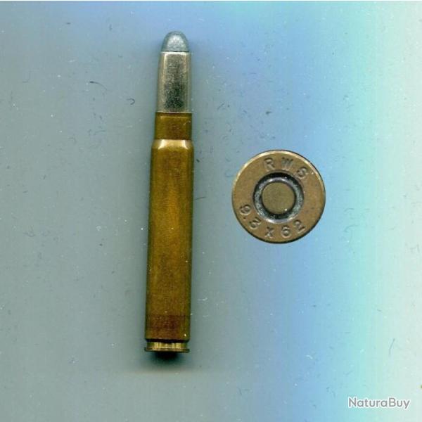 9.3 x 62 - balle nickel pointe plomb mplate - marquage : RWS  9,3x62