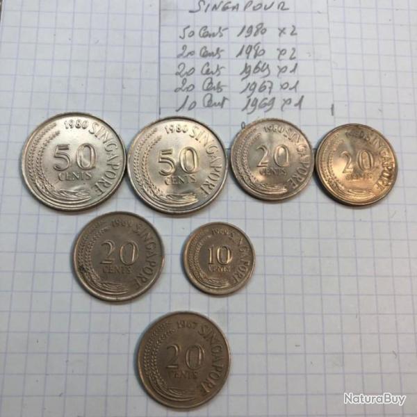 SINGAPOUR - Lot de 7 pi�ces