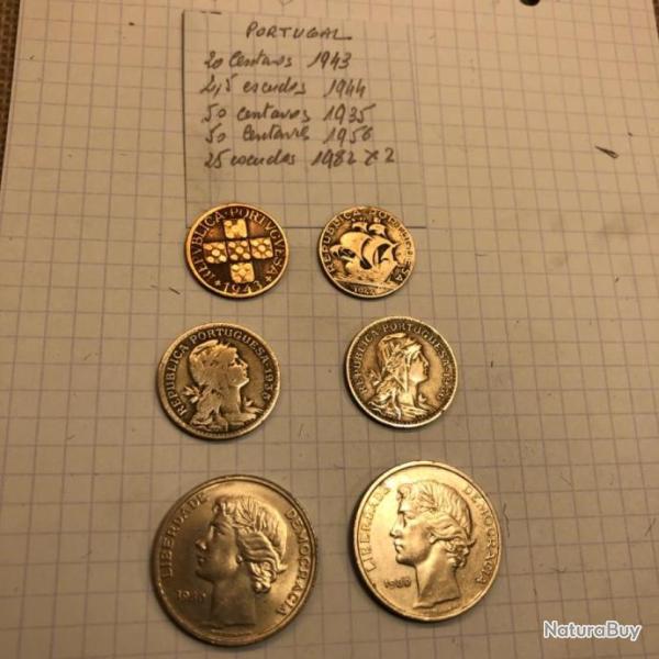 PORTUGAL - Lot de 6 pi�ces