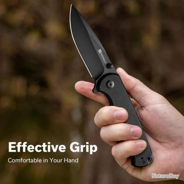 Couteau Sencut Errant Black Manche G10 Lame Acier 9Cr18MoV Blackwash IKBS Linerlock Clip S23054B1