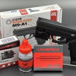 Pack pr&ecirc;t &agrave; tirer complet avec laser Steyr M9-A1 (3,3joules) (Arme+Laser+billes+CO2)