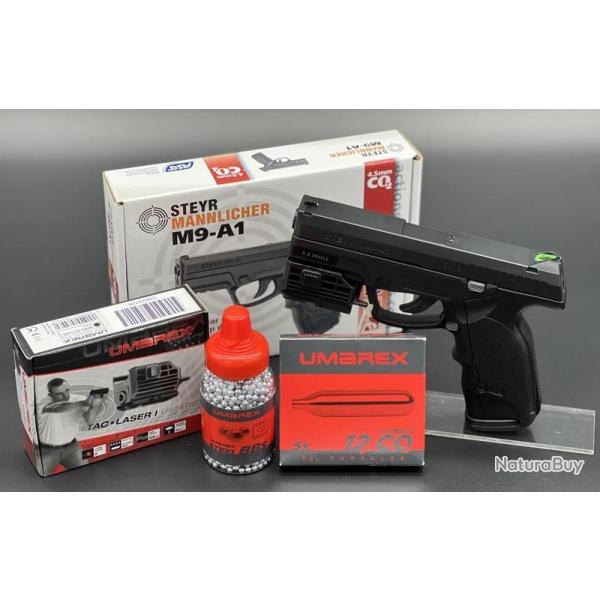 Pack pr�t � tirer complet avec laser Steyr M9-A1 (3,3joules) (Arme+Laser+billes+CO2)