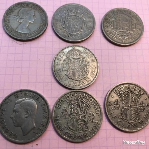 ANGLETERRE - Lot de 7 pi�ces - 1/2 Couronne
