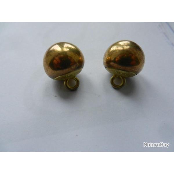 lot de 2 boutons militaires grelot couleur dor� diam�tre 20 mm