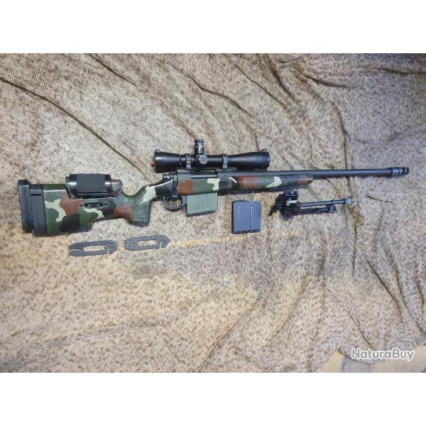 �tat neuf : carabine REMINGTON 700 POLICE 338 LAPUA + crosse MAC MILLAN +LEUPOLD MK 4 16x + bipied