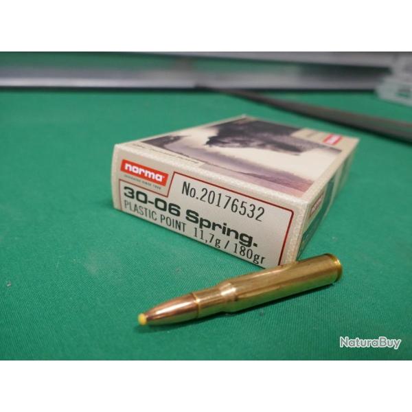 20 cartouches en 30-06 SPRINGFIELD plastic point 11.7g/180gr de chez NORMA