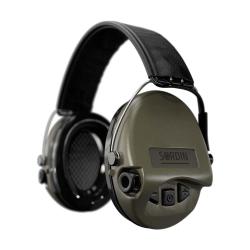 Casque anti-bruit Supr&ecirc;me Pro vert olive serre-t&ecirc;te cuir noir