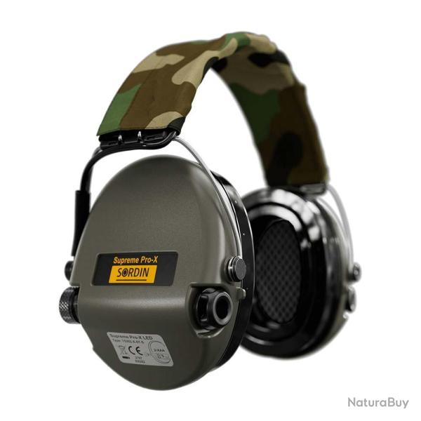 Casque anti-bruit Supr�me Pro-X LED vert olive serre-t�te tissu camo