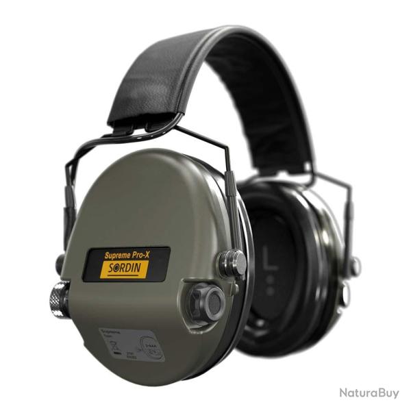 Casque anti-bruit Supr�me Pro-X SFA vert olive serre-t�te cuir noir